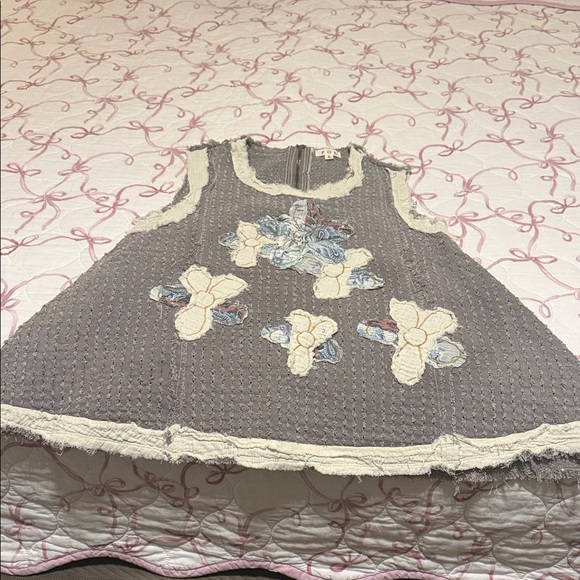 POL Charcoal Tank with Cream and Blue Floral Design - Picture 2 of 12